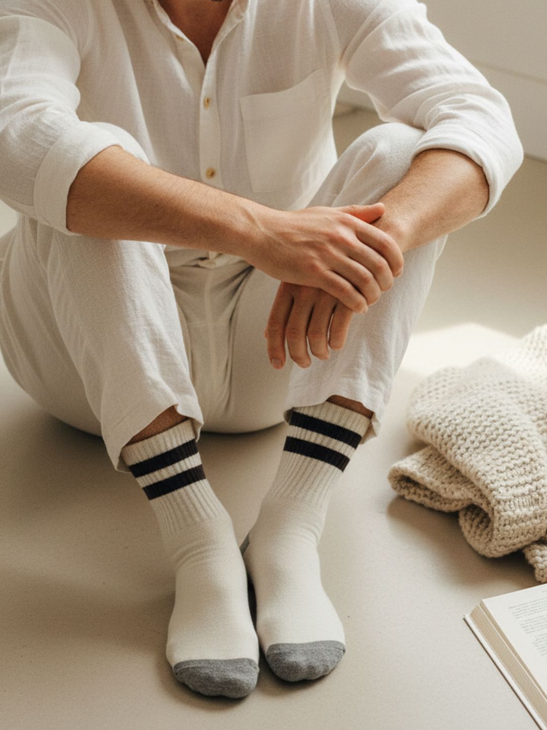 Sockscarving Men Cotton Blend Striped Calf Length Socks