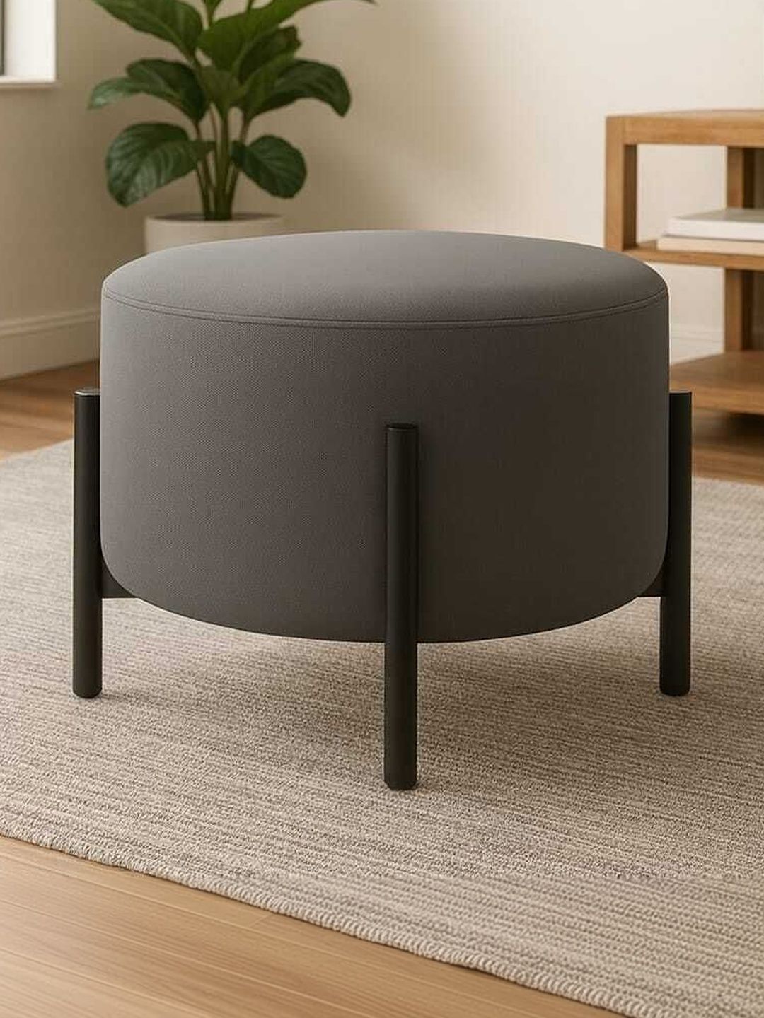 JAICO Grey Round Ottomans