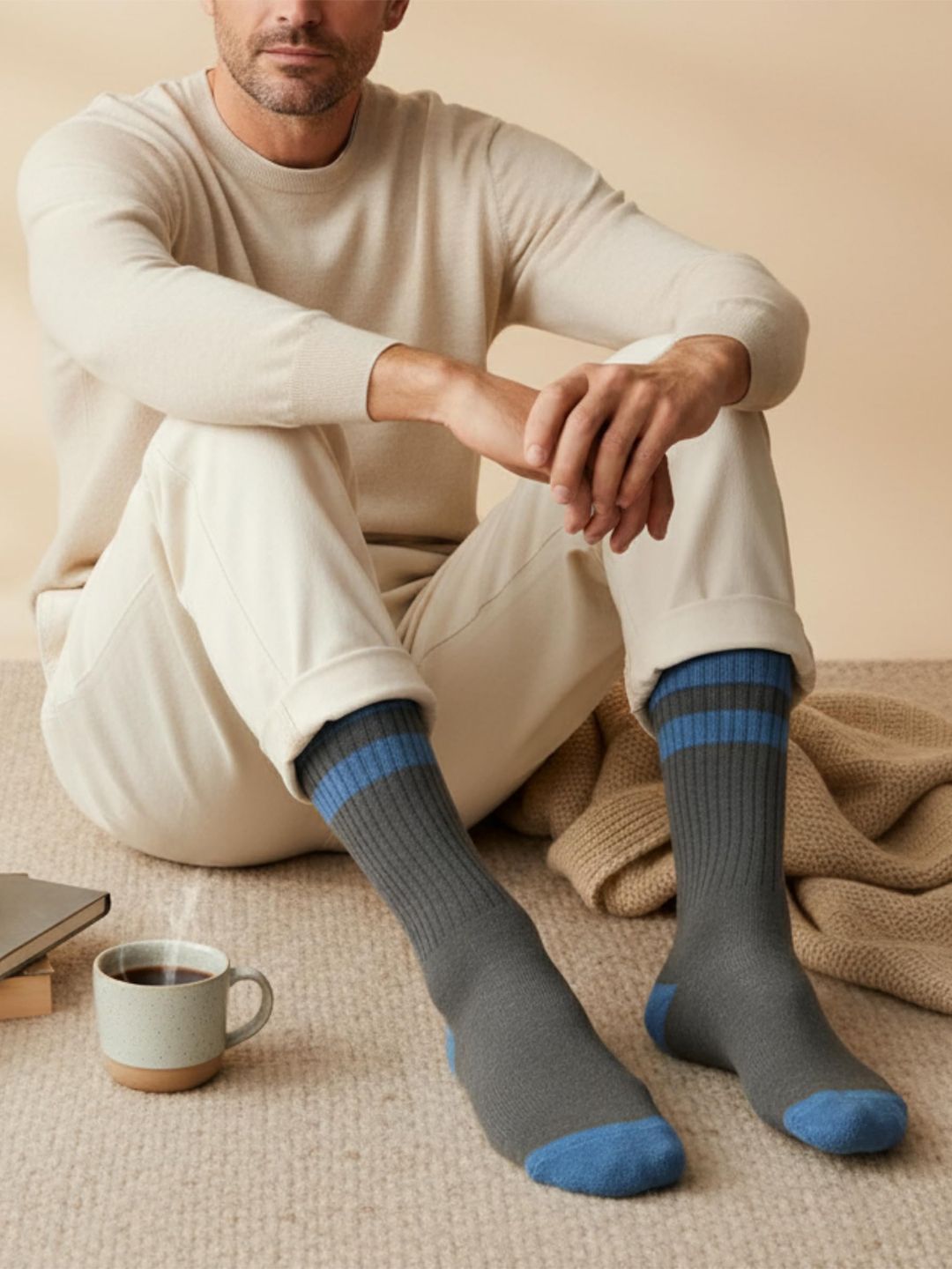 Sockscarving Men Pack of 3 Cotton Blend Striped Calf Length Socks