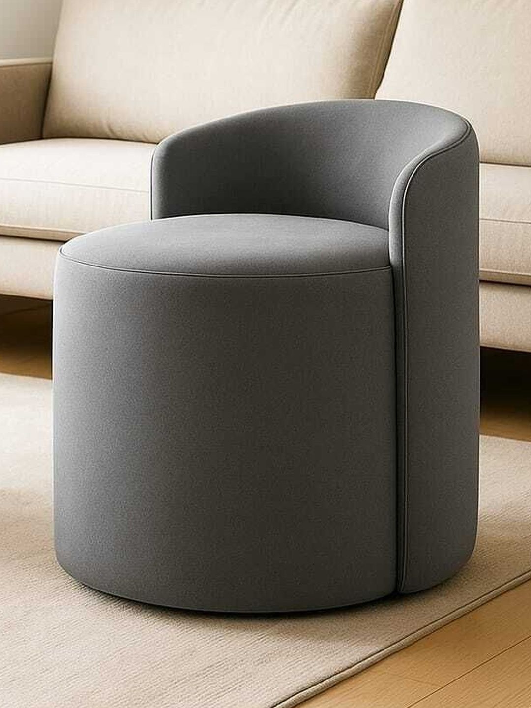 JAICO Grey Round Ottomans