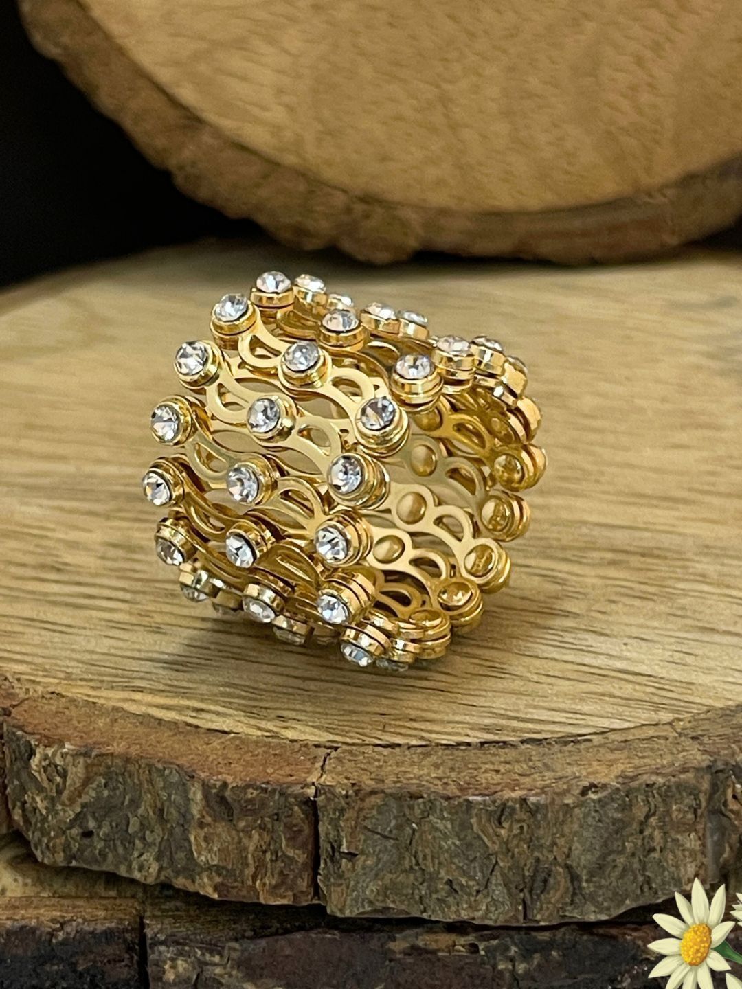 Sangria Sangria Gold Plated American Diamond Studded Bracelet