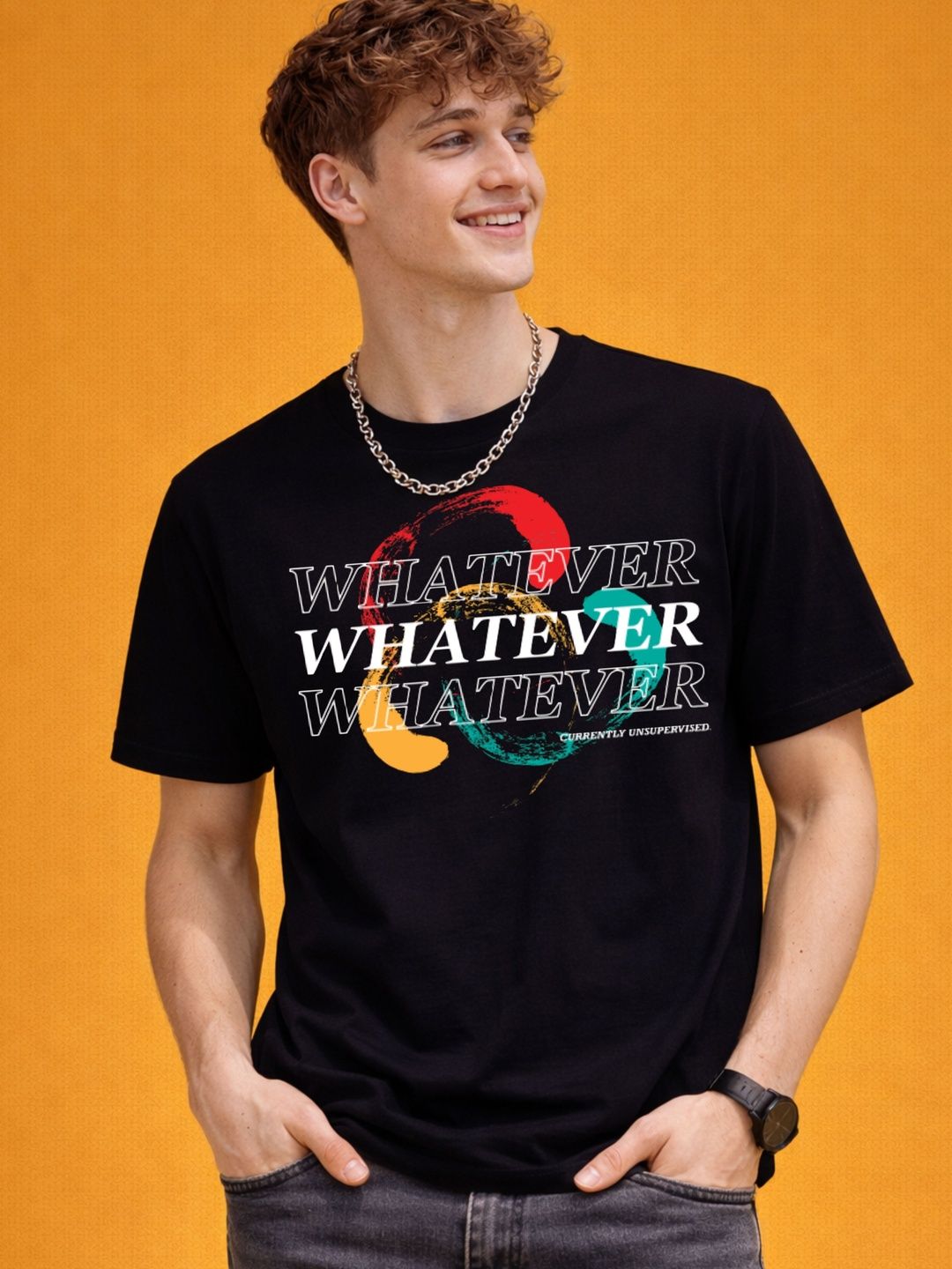 HERE&NOW Men Typography Printed Bio Finish T-shirt