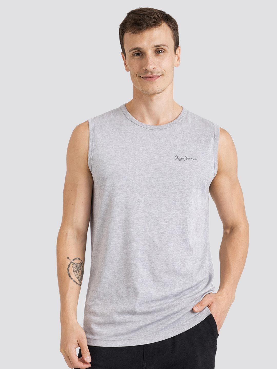 Pepe Jeans Men Cotton Sleeveless Gym Vest