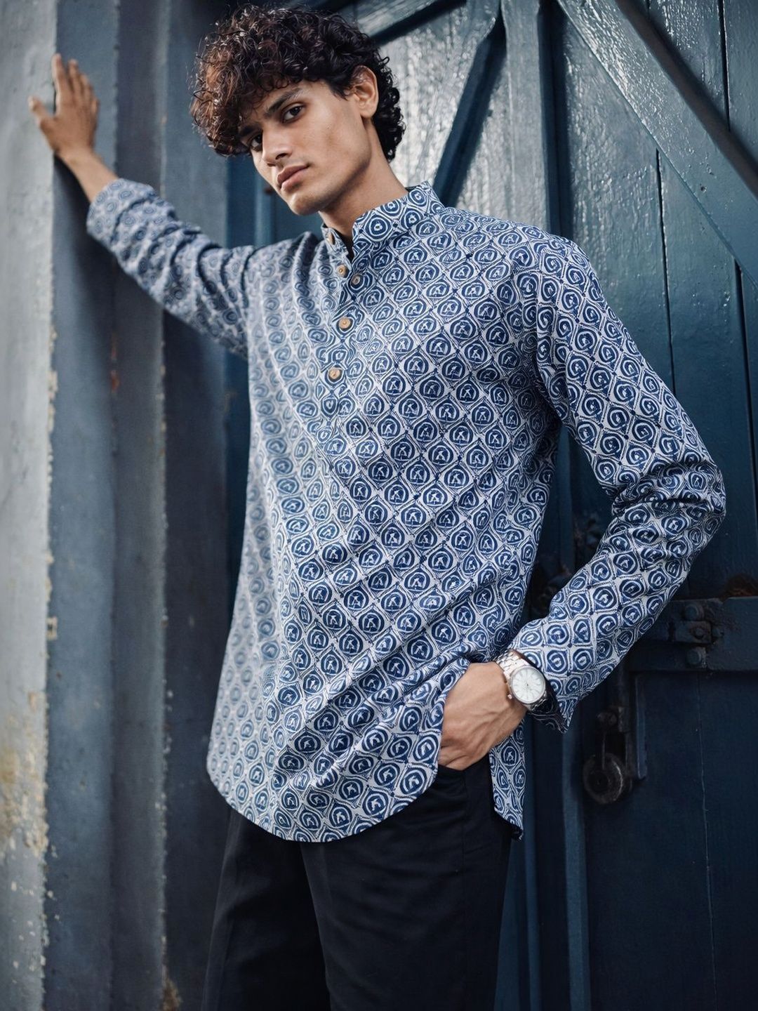 Rawayi Men Geometric Printed Kurta