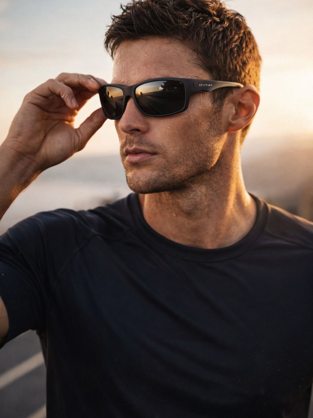GYNK Men Black Lens & Black Sports Sunglasses with