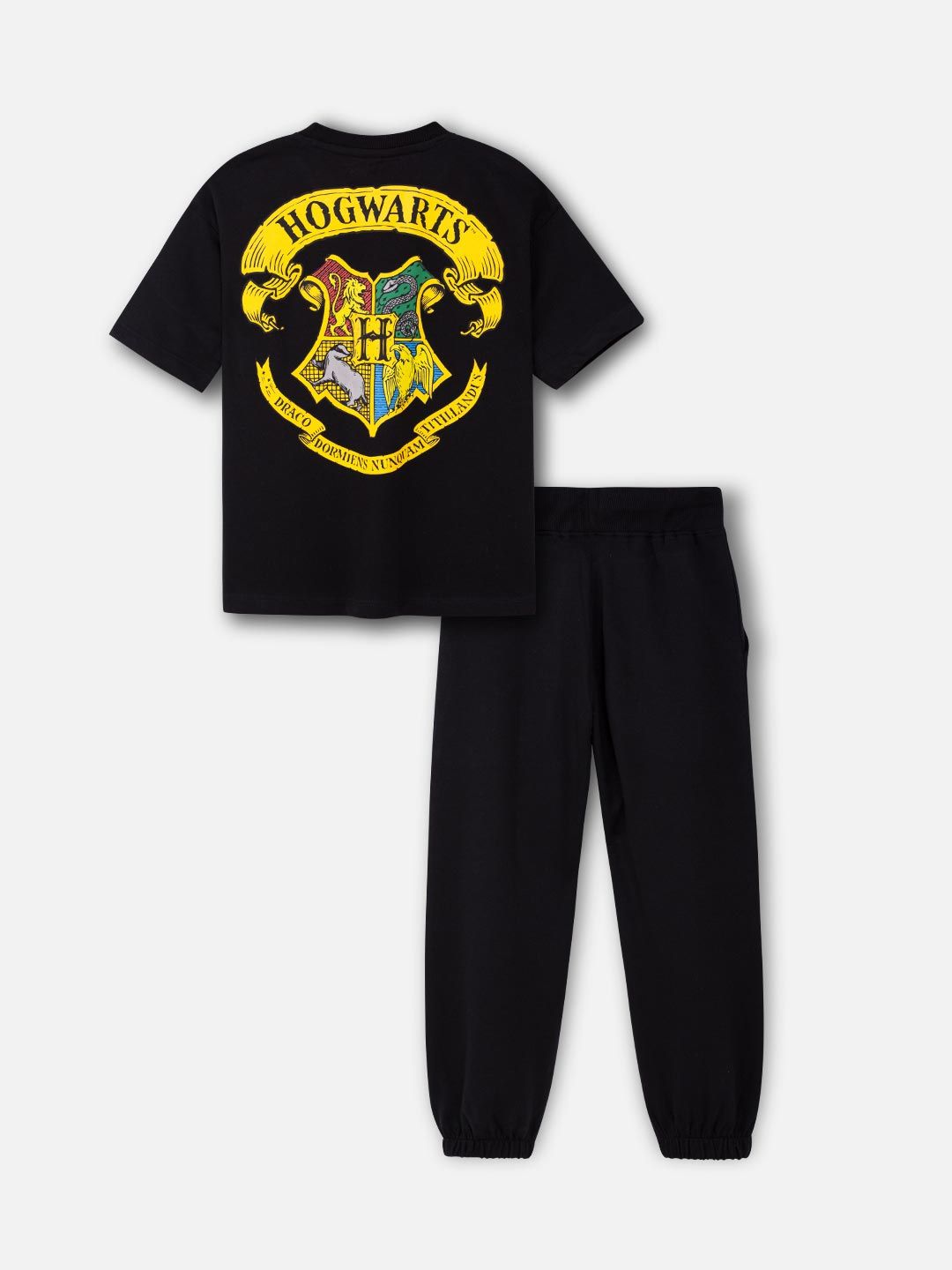 Nap Chief Kids Unisex Harry Potter Hogwarts Printed Cotton Oversized T-shirt With Joggers