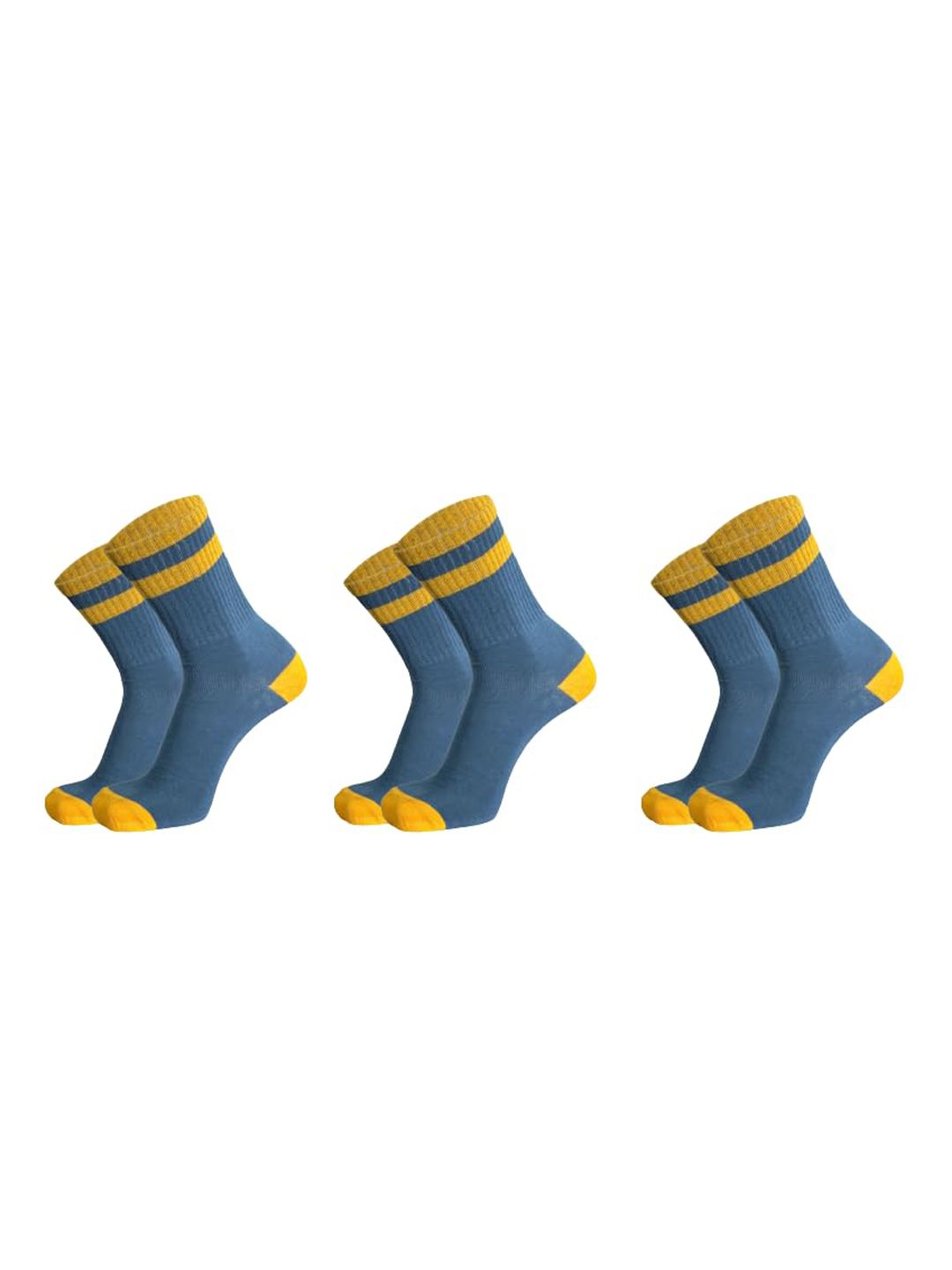 Sockscarving Men Pack of 3 Cotton Blend Striped Calf Length Socks