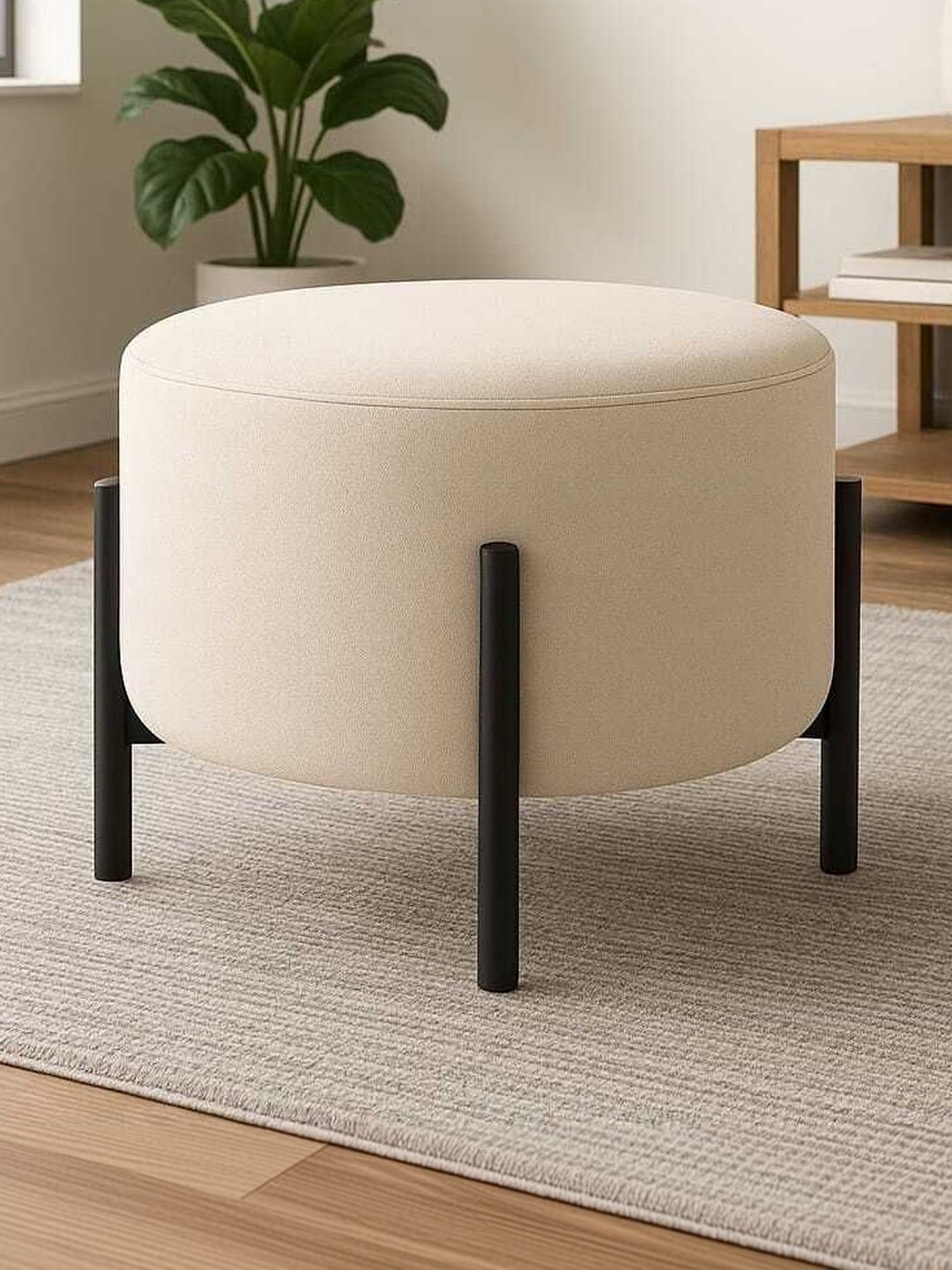 JAICO White Round Ottomans
