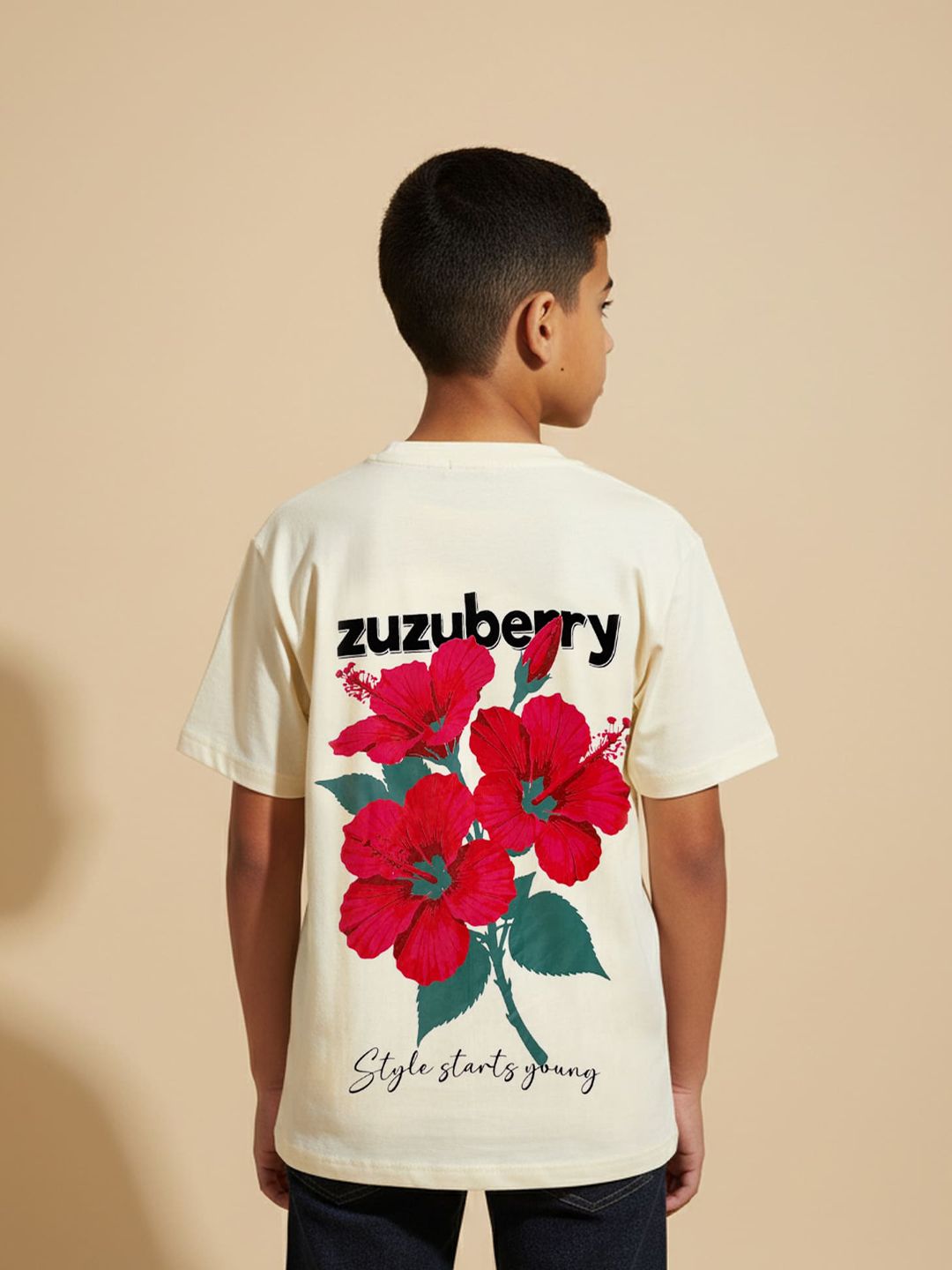 Zuzuberry Kids Printed Drop-Shoulder Sleeves T-shirt