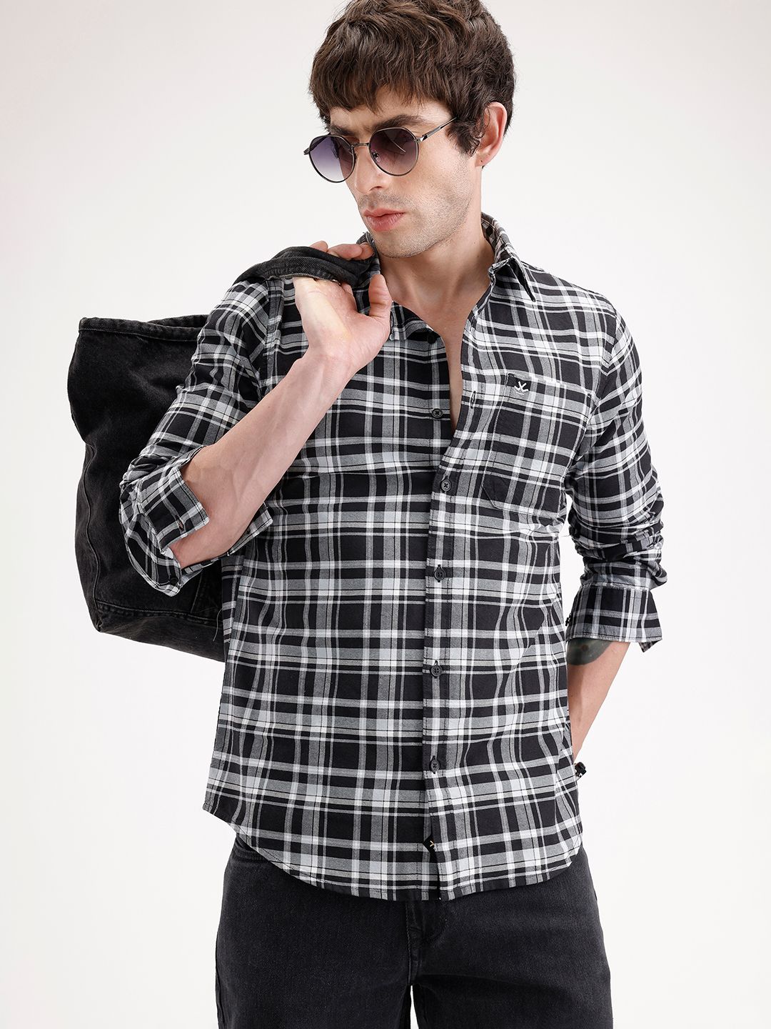 WROGN Pure Cotton Checked Casual Shirt