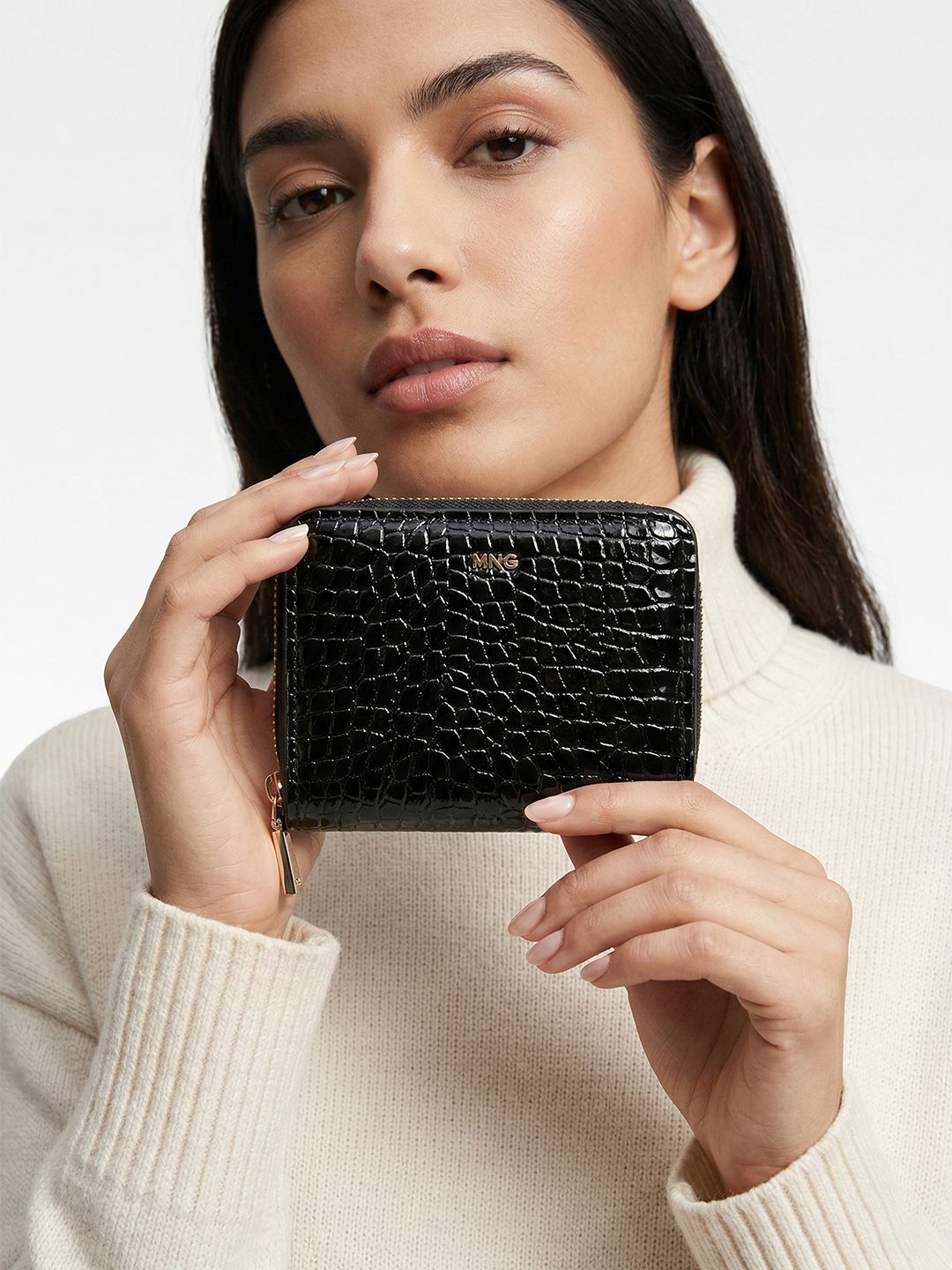 Animal Textured Zip Around Wallet