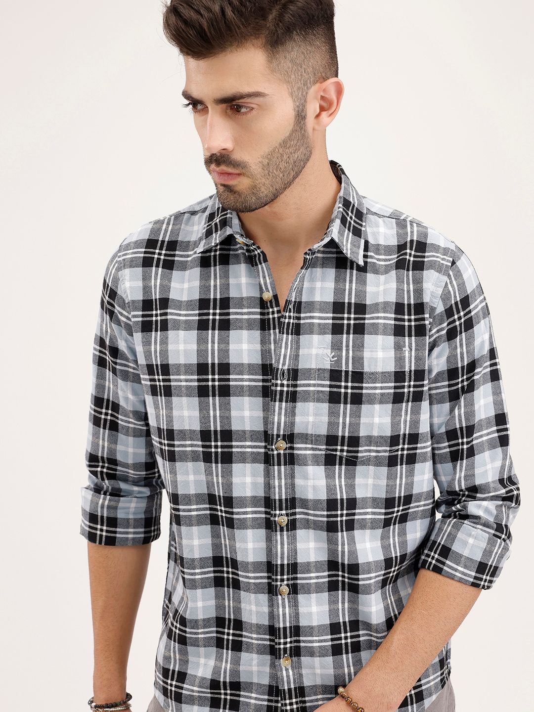 WROGN Checked Pure Cotton Casual Shirt