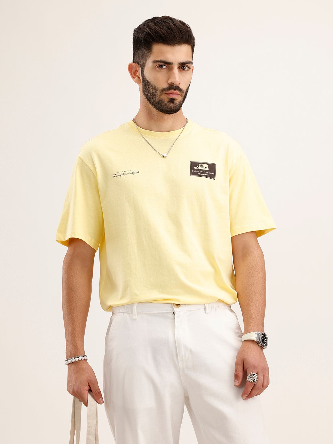 WROGN  Cotton Typography Printed Oversized T-shirt