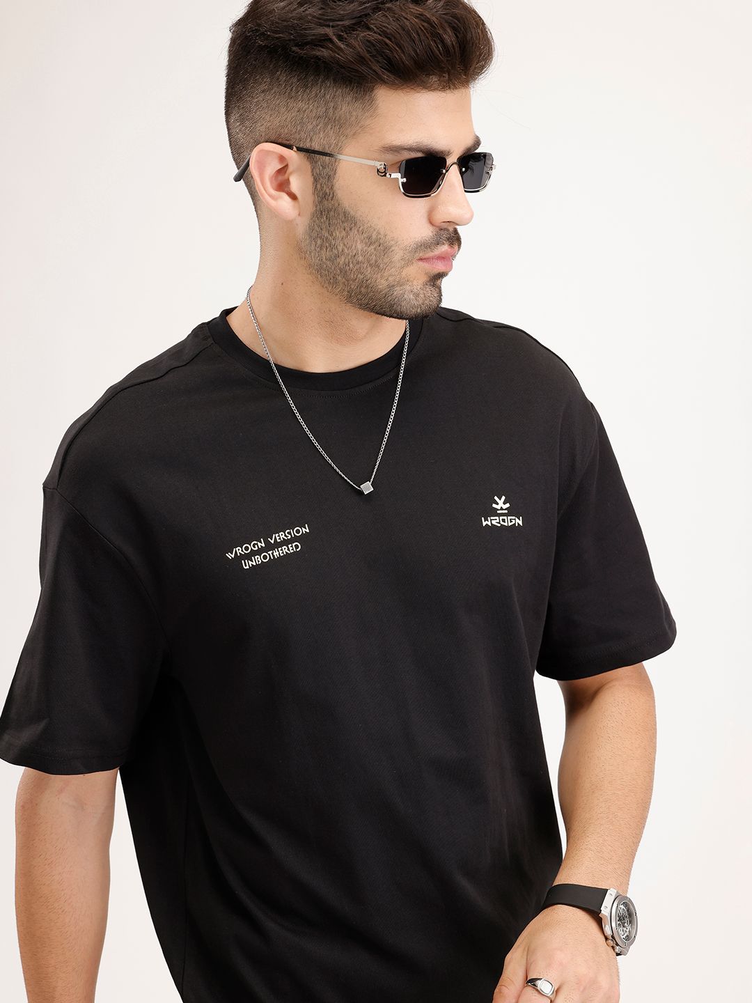 WROGN Oversized Drop-Shoulder Sleeves Pure Cotton T-shirt