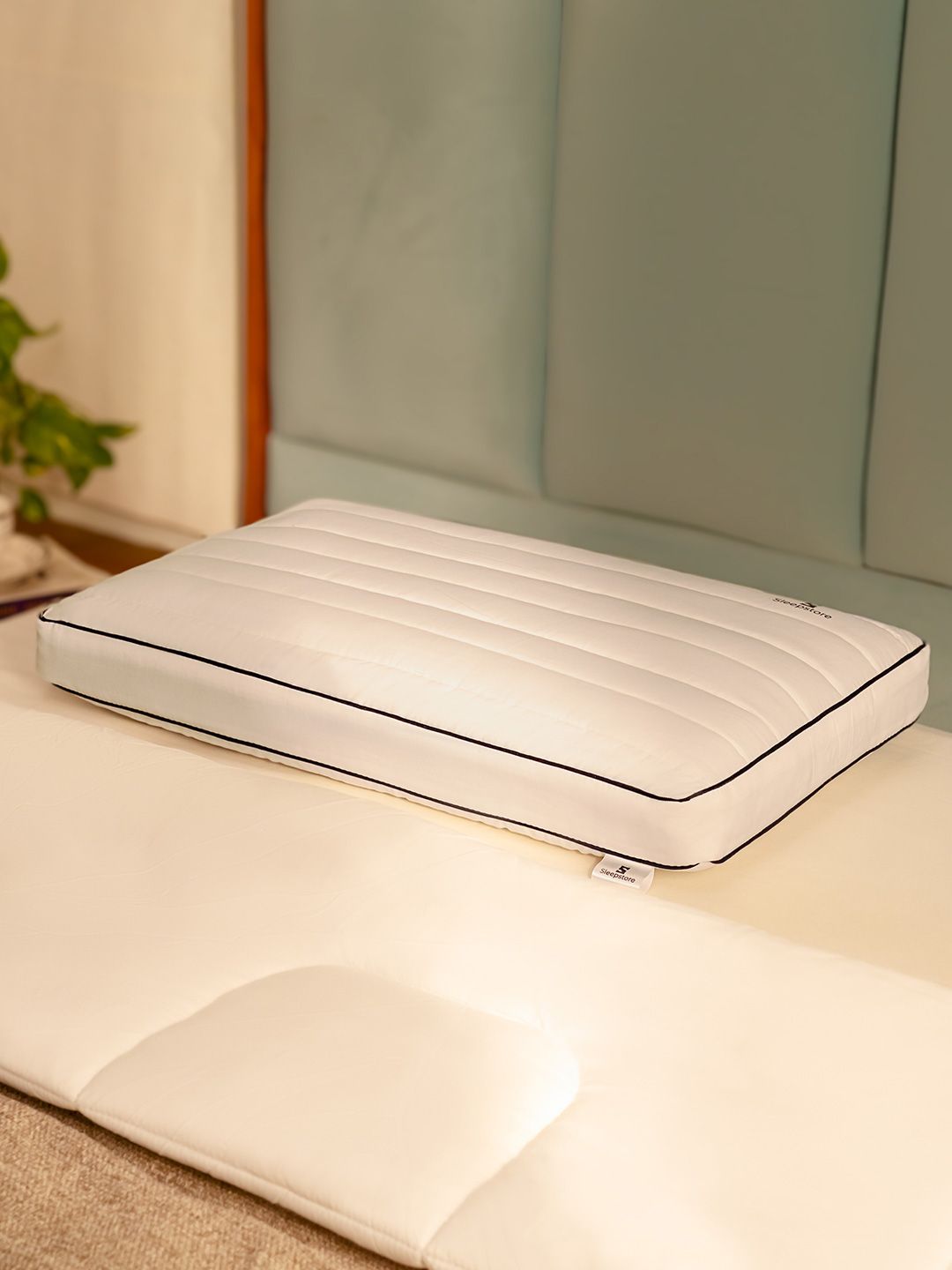 Sleepstore Granules White Solid Quilted Firm Pillow 27 X 18 Inches