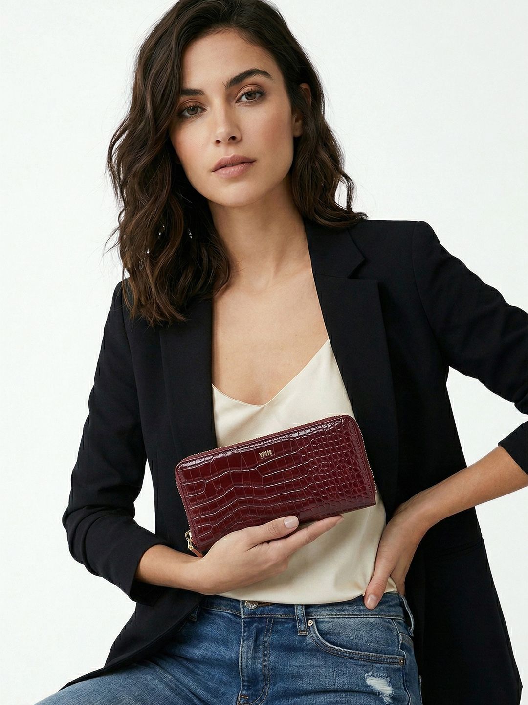 Animal Textured Zip Around Wallet