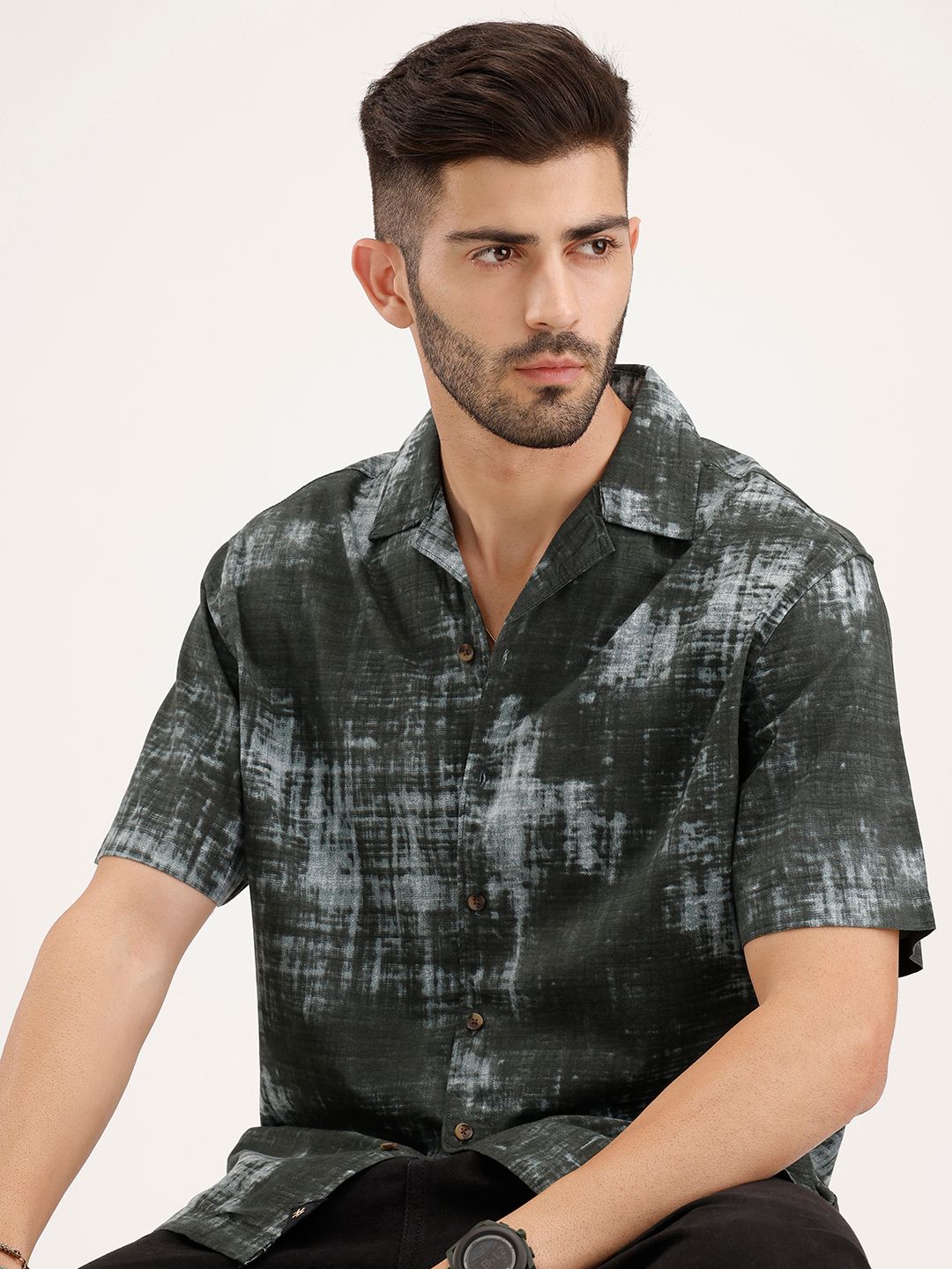 WROGN Relaxed Fit Abstract Printed Drop-Shoulder Sleeves Casual Shirt
