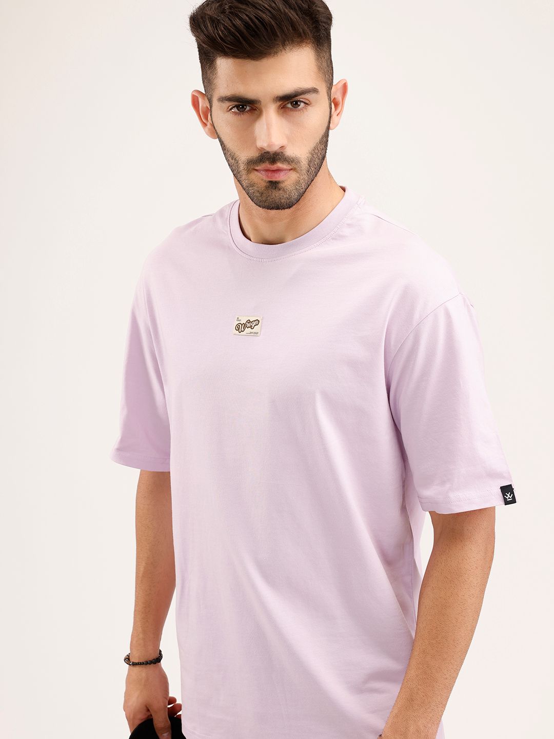 WROGN Drop-Shoulder Sleeves Pure Cotton Relaxed Fit T-shirt