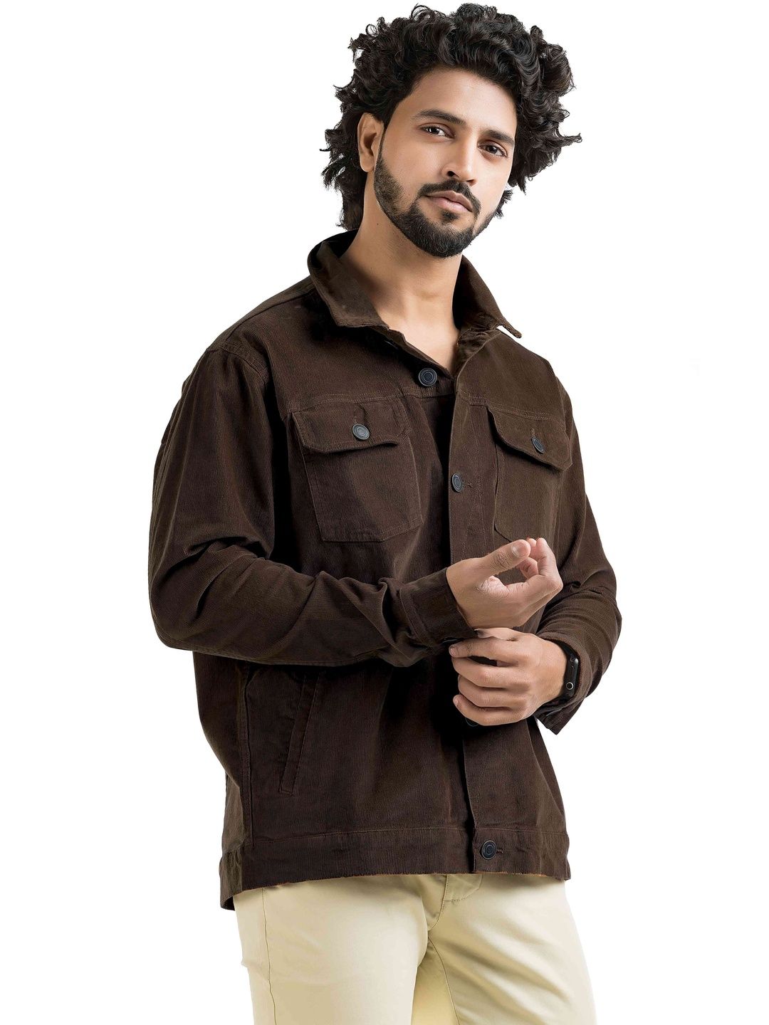 BELANO Men Corduroy Woven Jacket