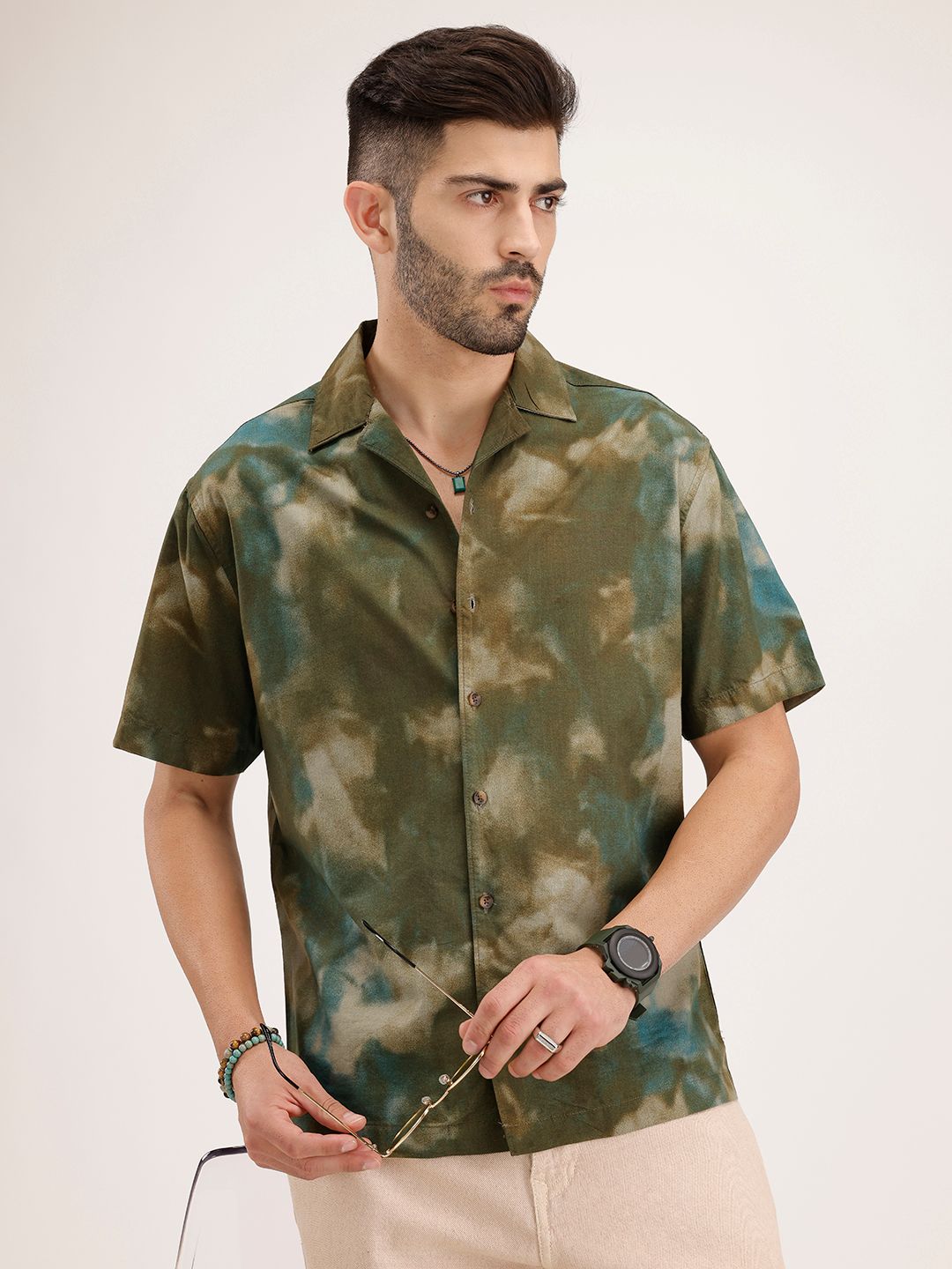 WROGN Relaxed Fit Abstract Printed Drop-Shoulder Sleeves Casual Shirt