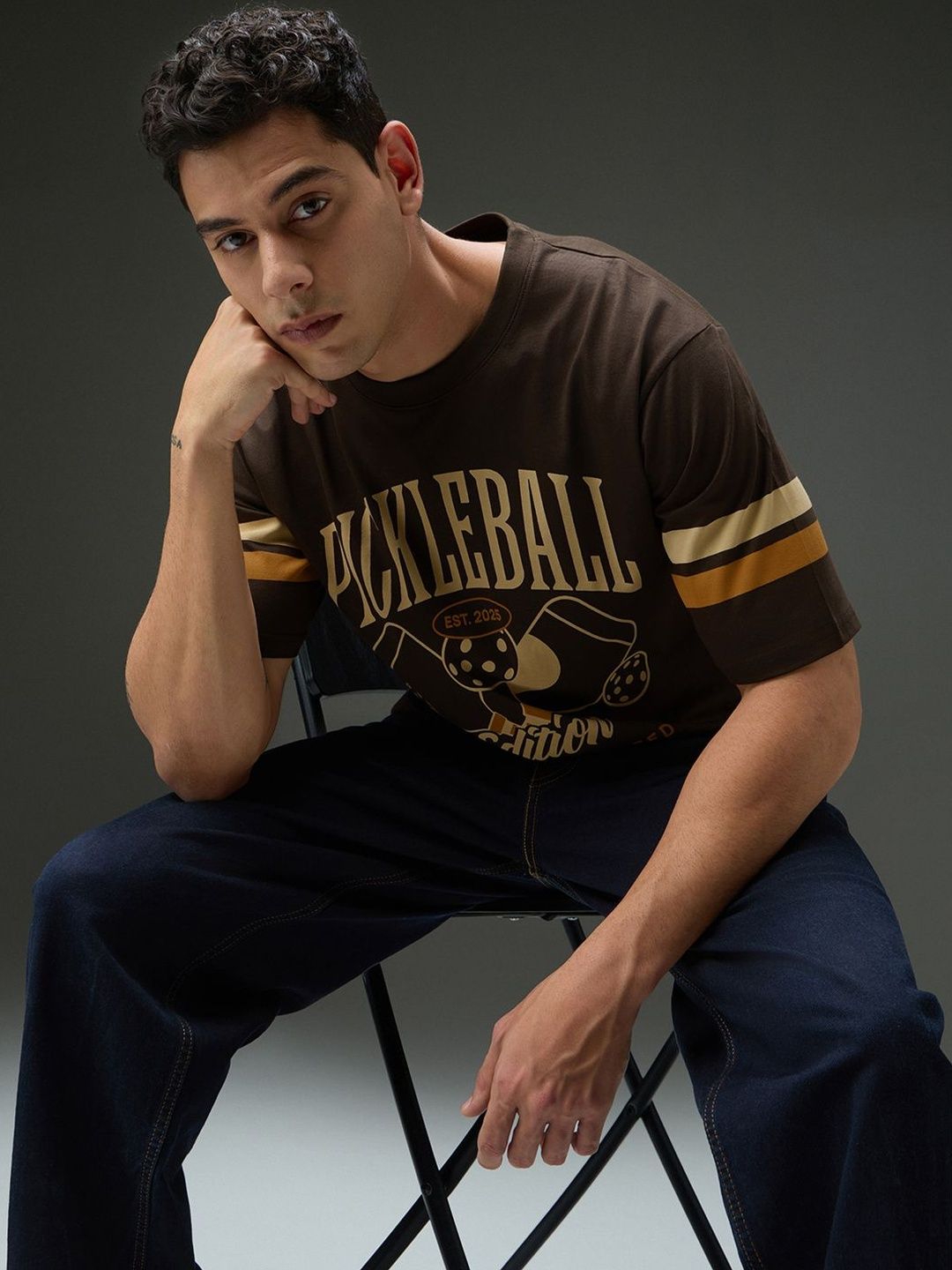 DILLINGER Mens Round Neck Half Sleeve Printed Oversized Fit Tshirt