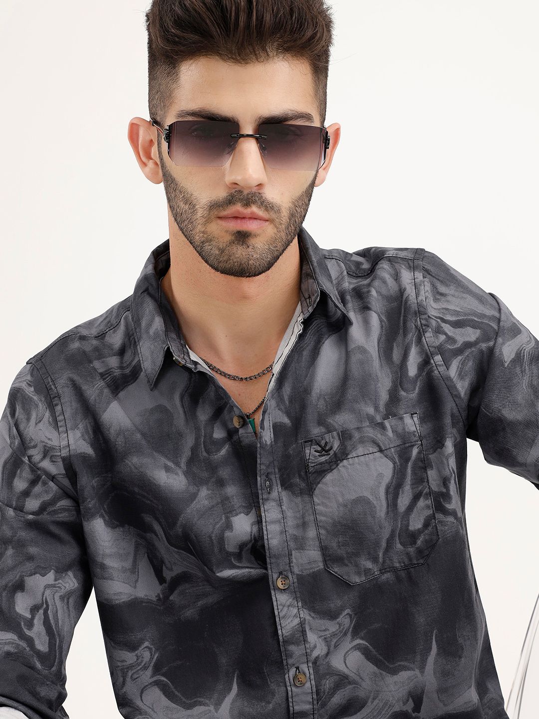 WROGN Abstract Printed Pure Cotton Casual Shirt