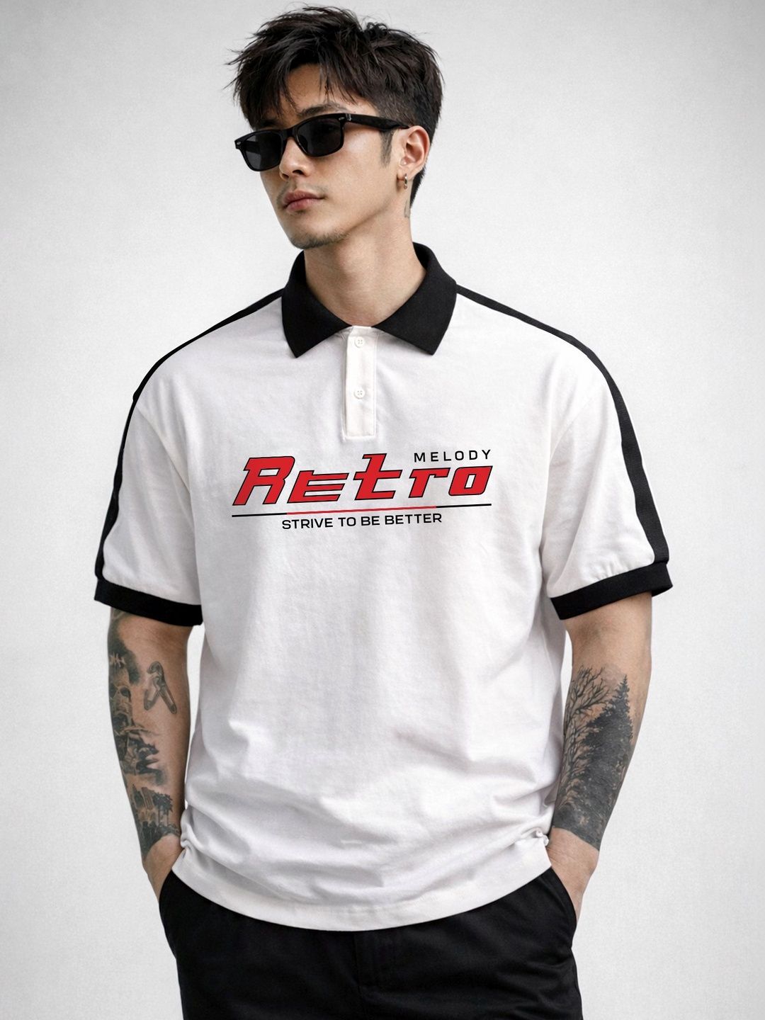 JUMPCUTS Men Typography Printed Polo Collar T-shirt