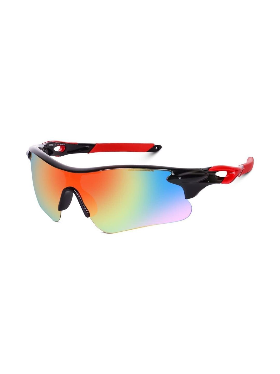 RICH CLUB Men Black Lens & Red Sports Sunglasses with