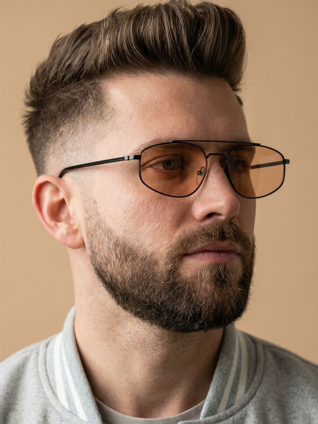 goglassic Unisex Orange Lens & Black Oval Sunglasses With UV Protected Lens