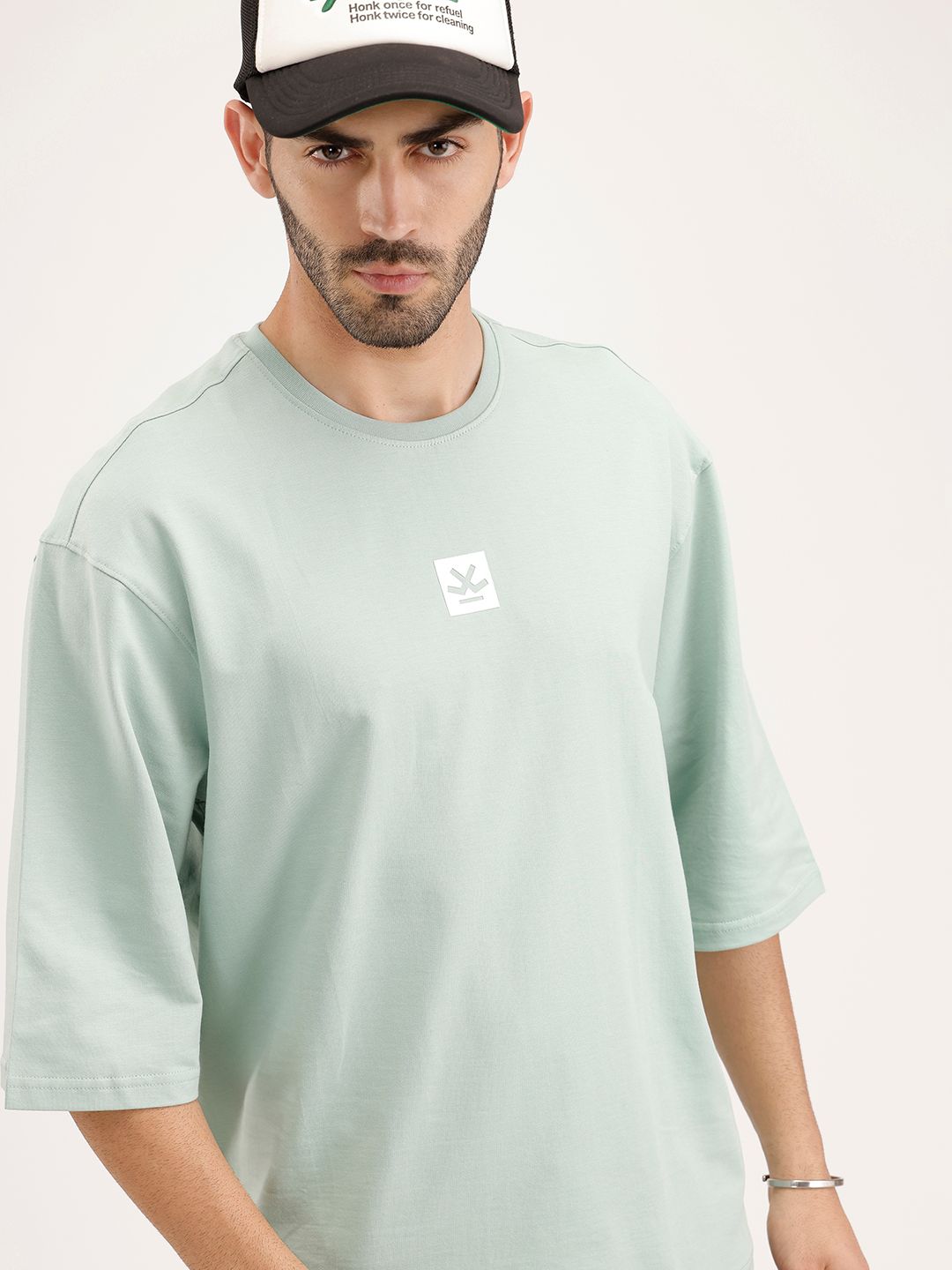 WROGN WROGN Drop-Shoulder Sleeves Pure Cotton Oversized T-shirt