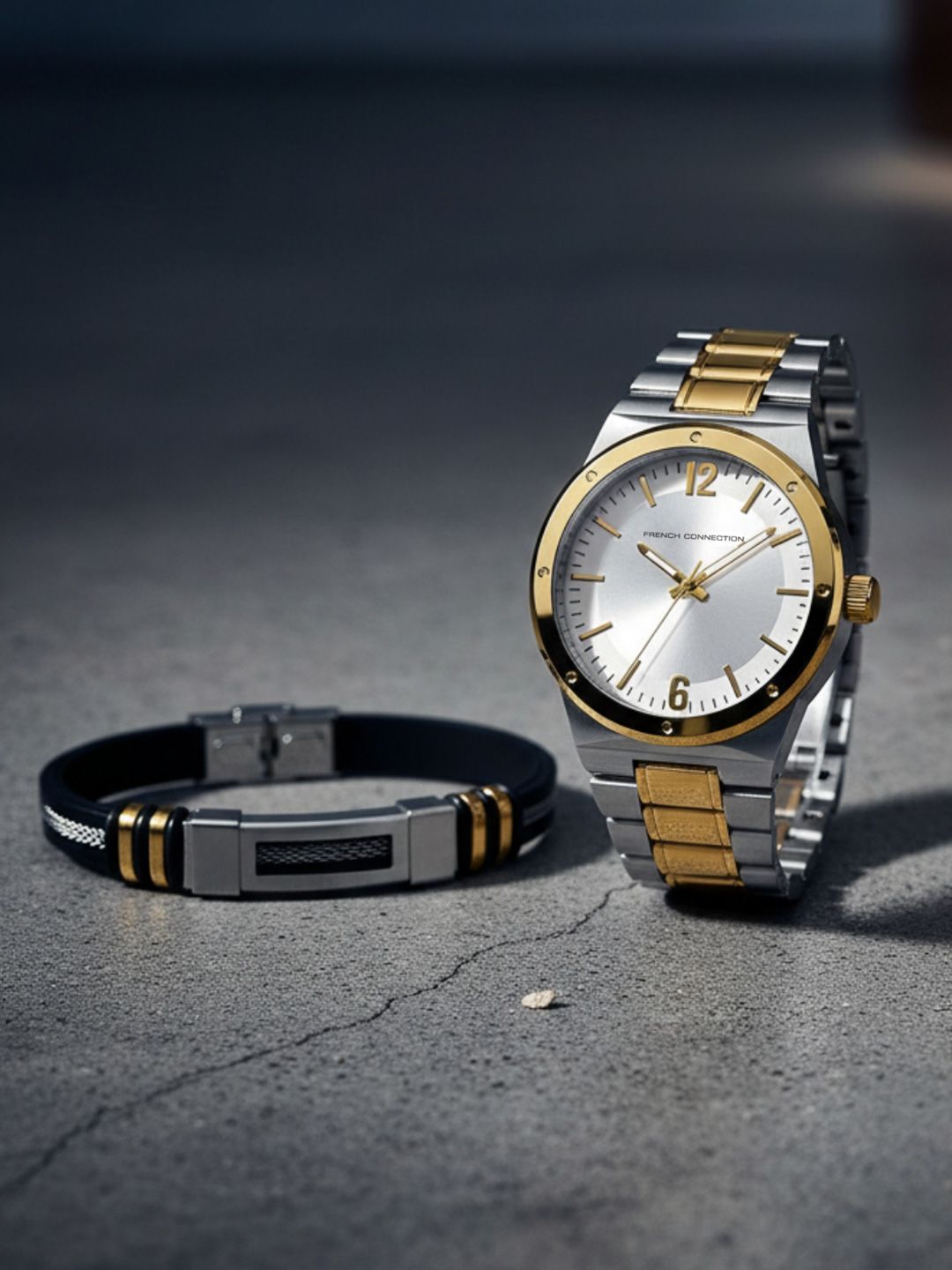 French Connection Men Sunray Round Dial Watch with Bracelet Gift Set - FCW17TM deal from myntra
