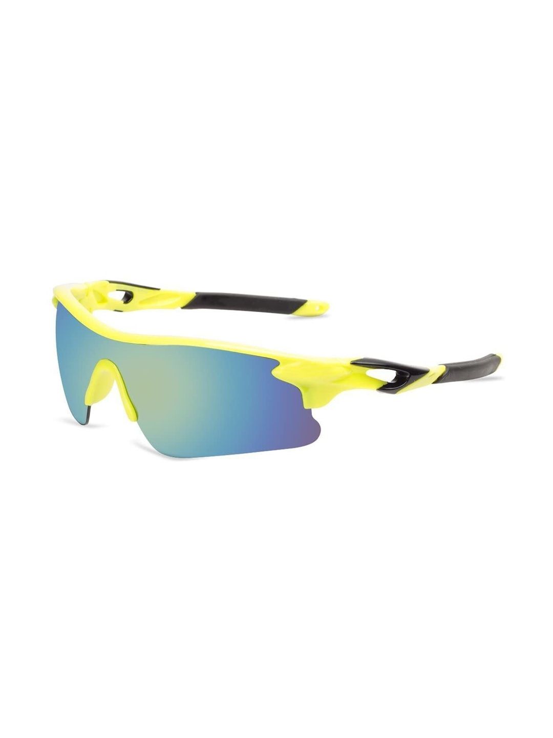RICH CLUB Men Black Lens & Yellow Sports Sunglasses with