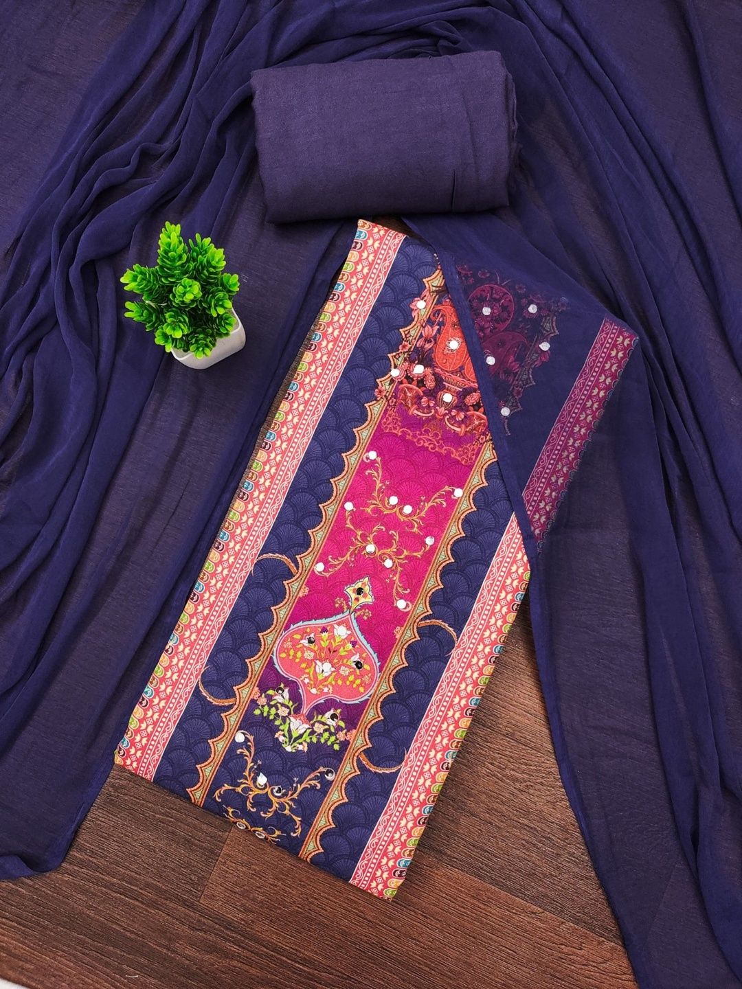 Rangtulika Ethnics Printed Viscose Rayon Unstitched Dress Material