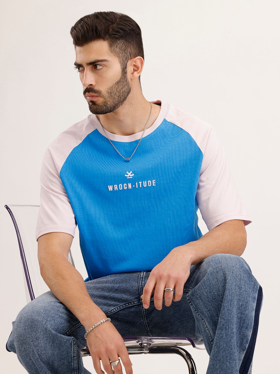 WROGN Raglan Sleeves  Cotton Oversized T-shirt