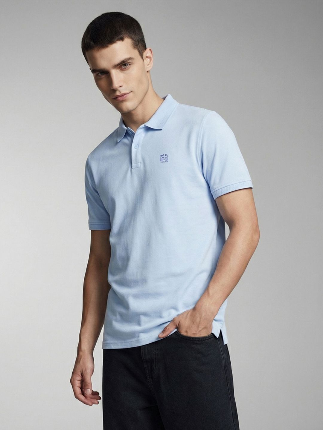 WROGN Pure Cotton Polo Collar Casual T-shirt