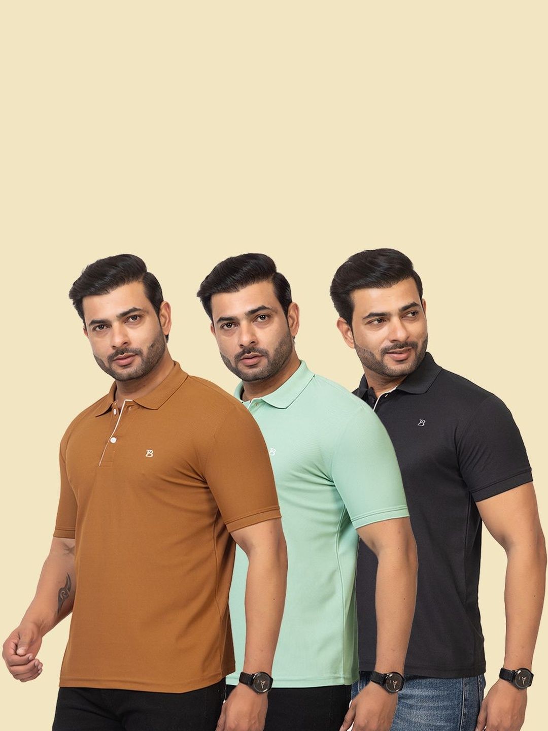 GEE 5 Men Brand Logo Polo Collar Pockets T-shirt