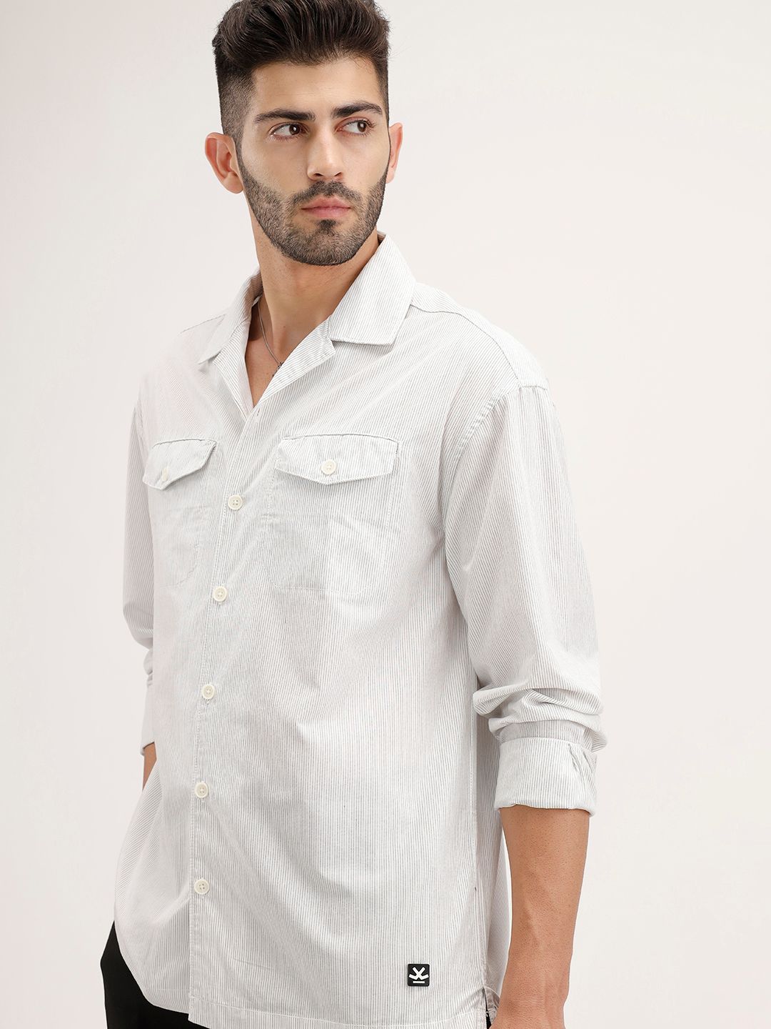WROGN Oversized Fit Striped Casual Shirt