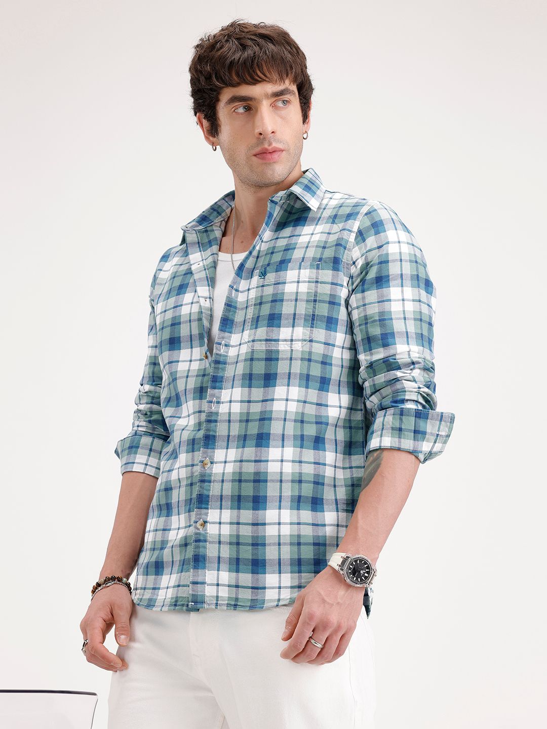 WROGN Checked Pure Cotton Casual Shirt