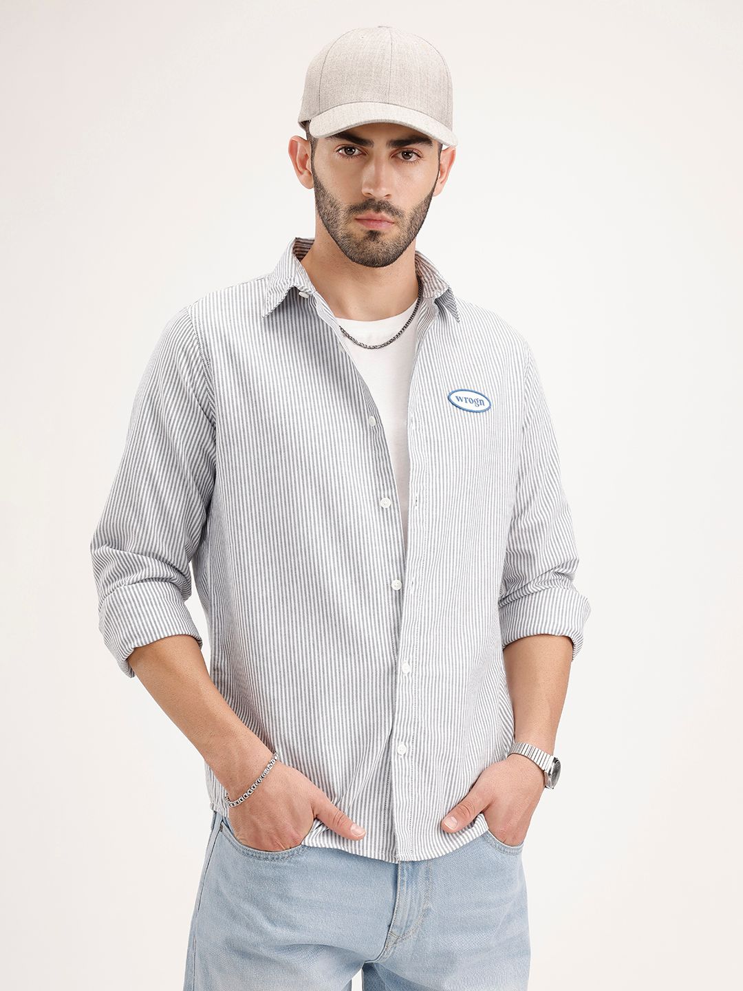 WROGN Striped Pure Cotton Casual Shirt