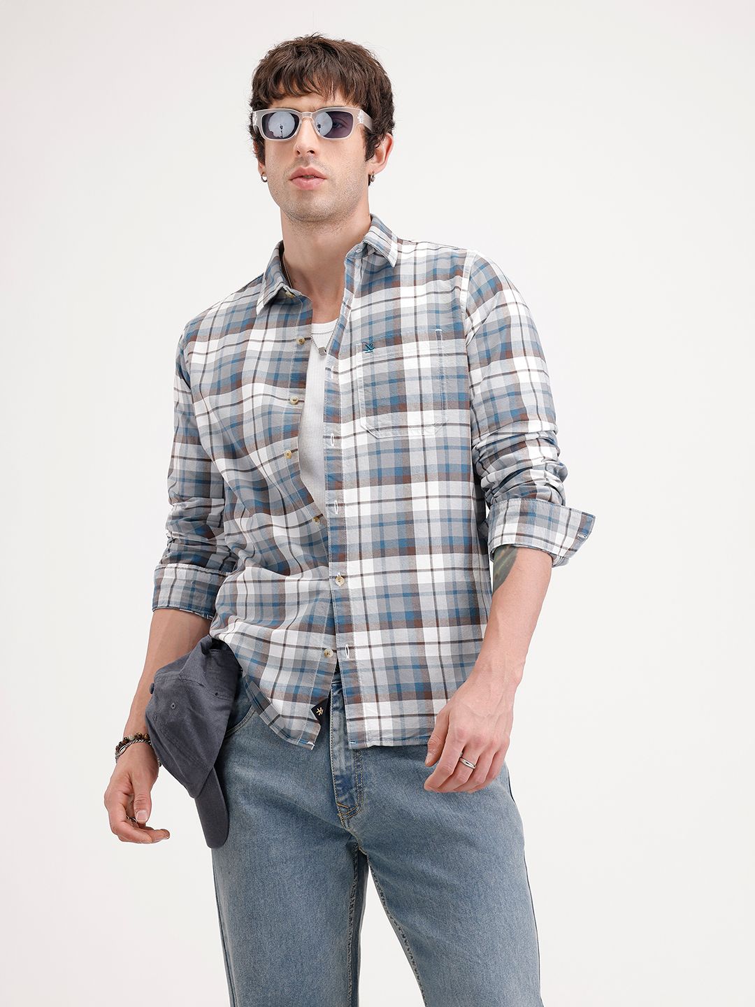 WROGN Checked Pure Cotton Casual Shirt