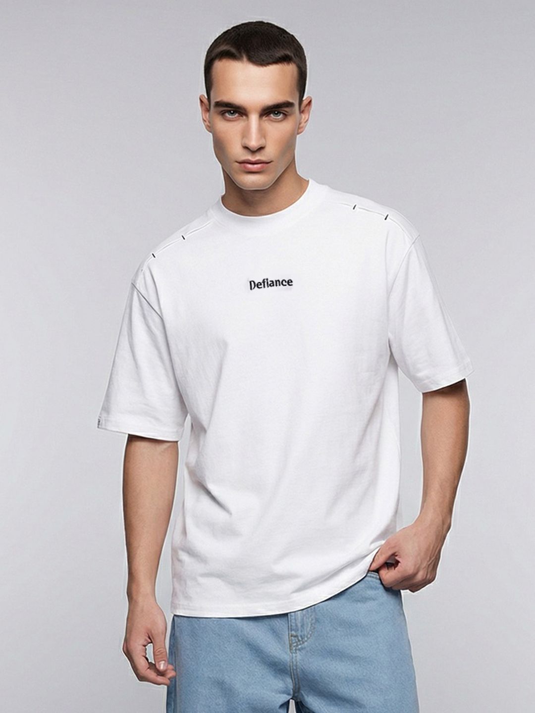 WROGN Drop-Shoulder Sleeves Pure Cotton Oversized T-shirt
