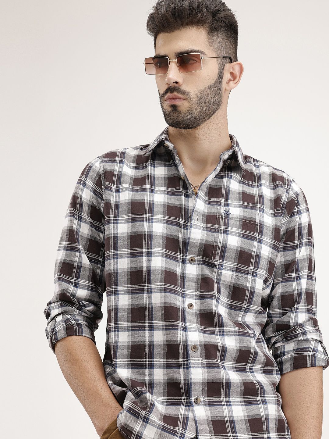 WROGN Checked Pure Cotton Casual Shirt