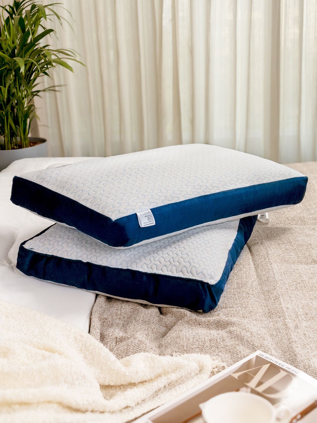 Sleepstore Fibrom White Quilted 2 Pcs Rectangle Firm Pillow 27 X 18 Inches