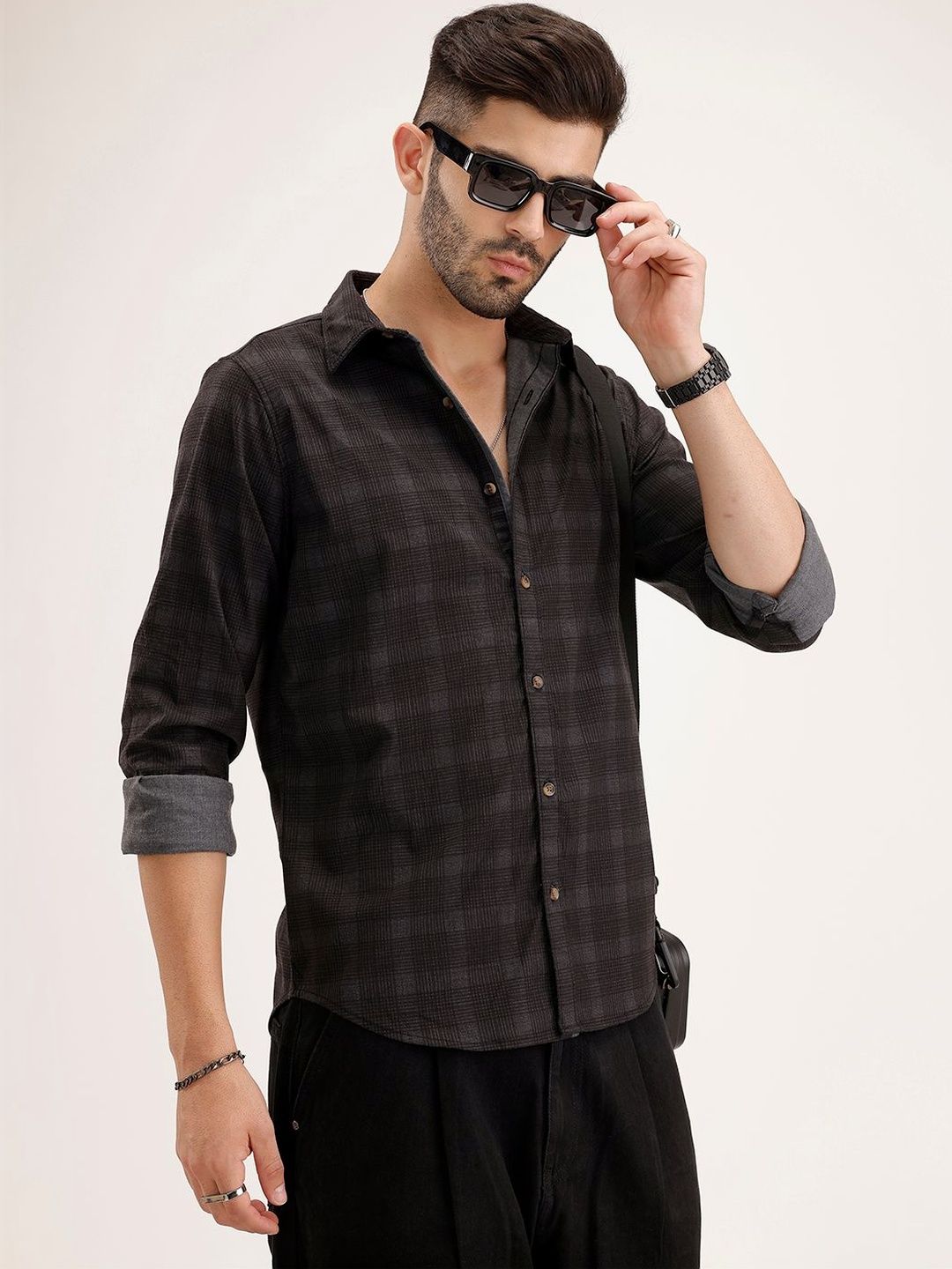 WROGN Men Slim Fit Tartan Checks Checked Casual Shirt