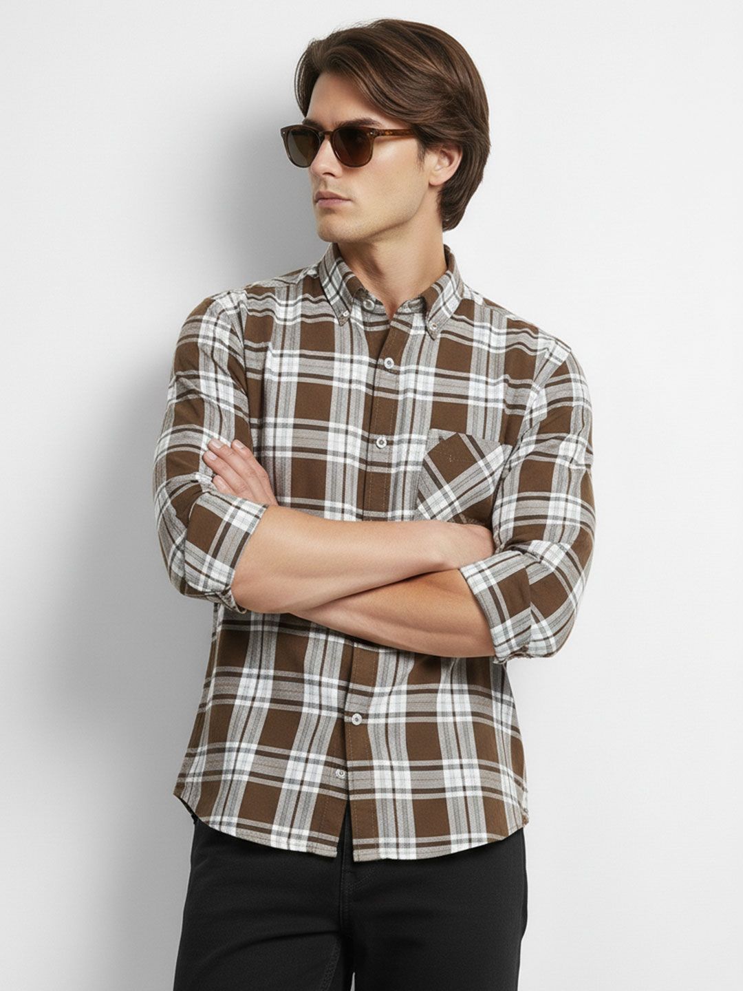 French Connection Slim Fit Opaque Checked Pure Cotton Casual Shirt