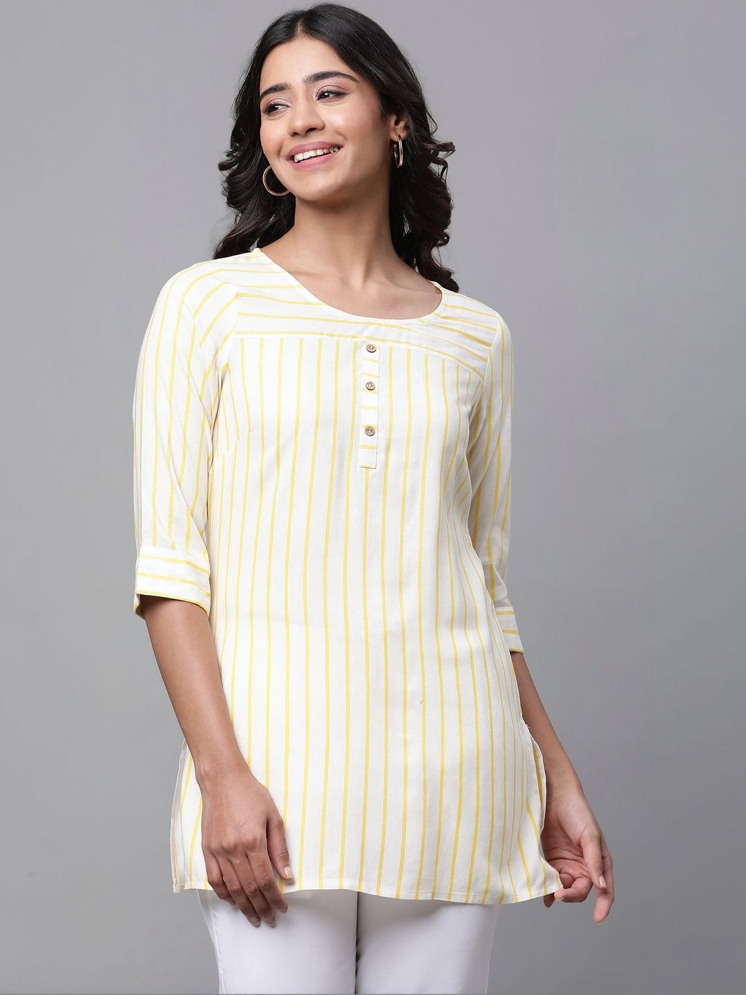AURELIA AURELIA Women Striped Straight Kurti