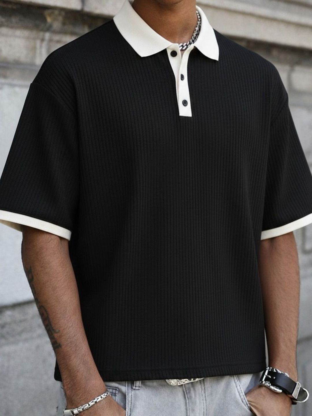 Mobox Men Polo Collar T-shirt