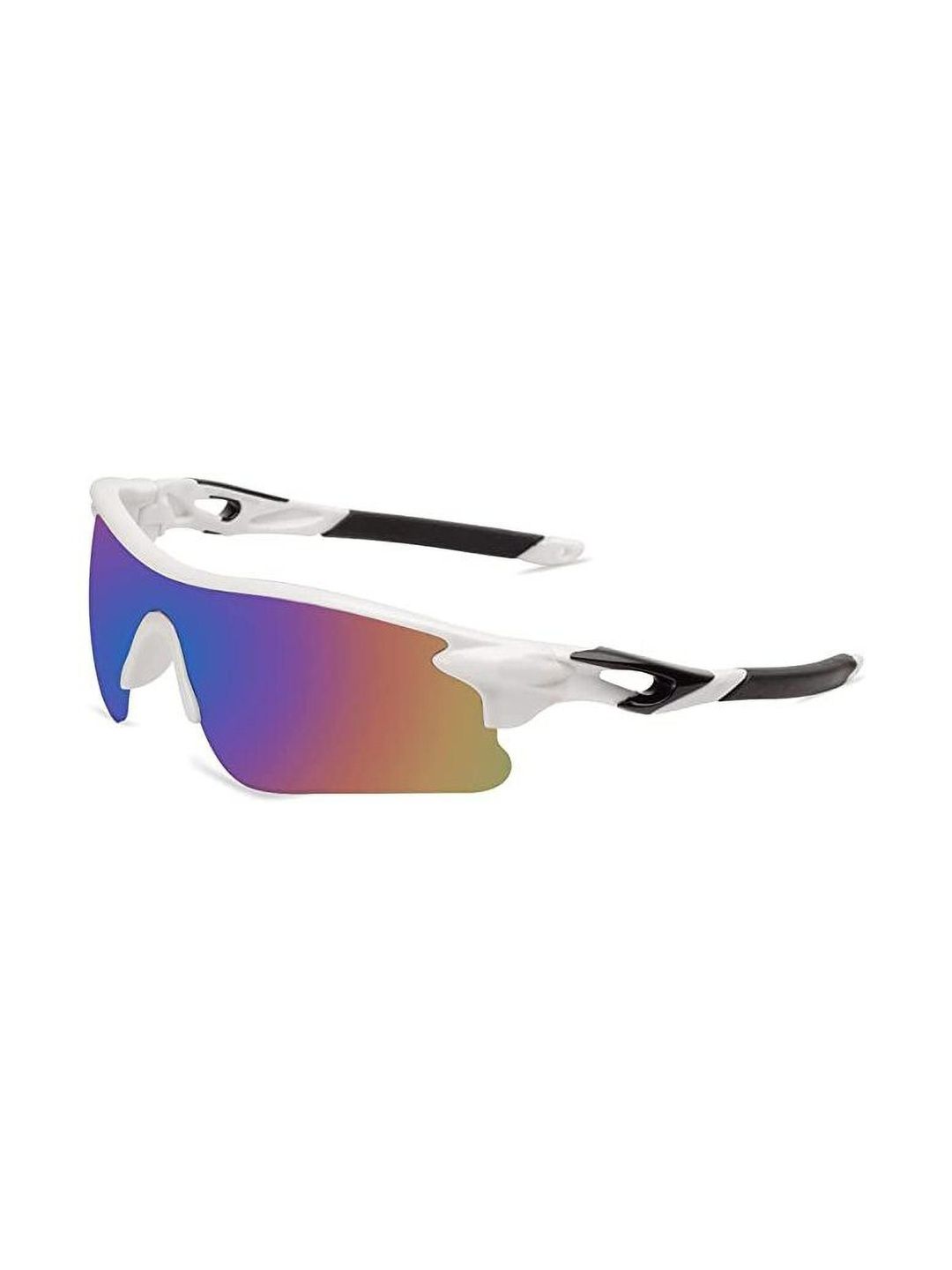 RICH CLUB Men Black Lens & White Sports Sunglasses with