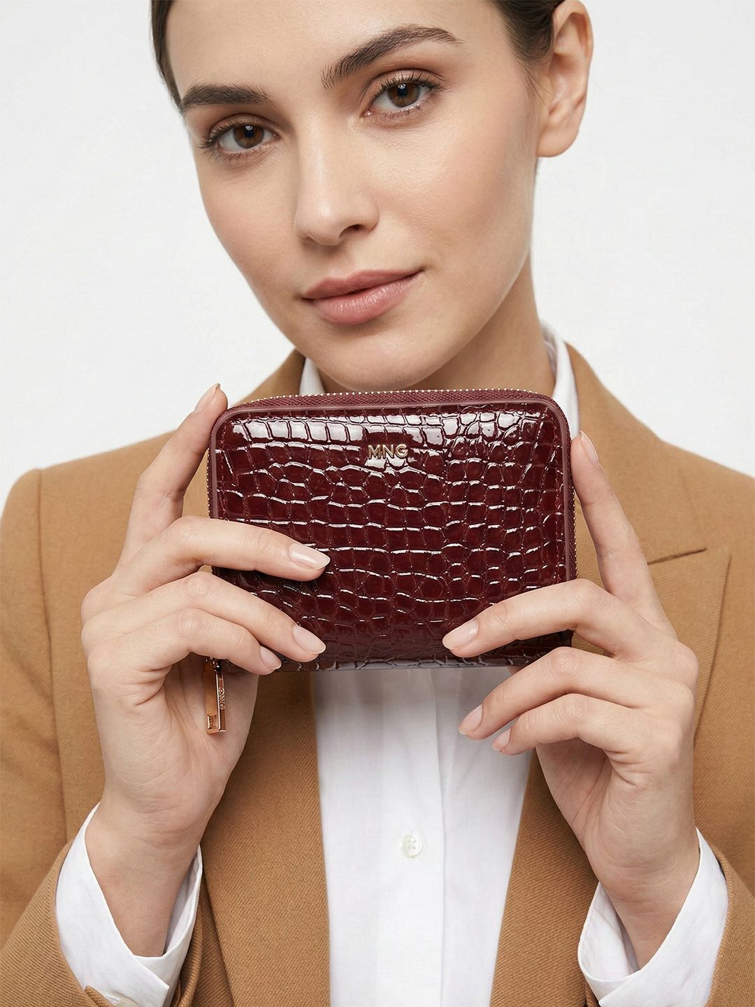 Animal Textured Zip Around Wallet