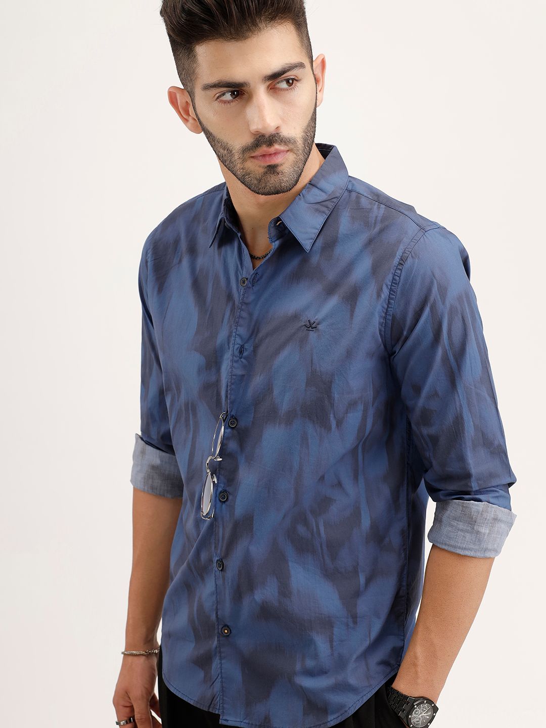 WROGN Slim Fit Abstract Dyed Pure Cotton Casual Shirt